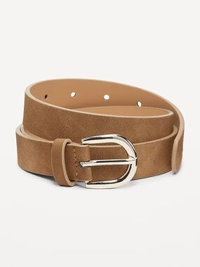 Old Navy Tan Suede Belt with Silver Buckle